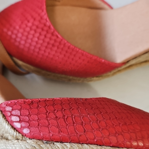 Halogen Red Espadrille Wedge Sandals with Tan Ankle Strap Never Worn Size 6.5M - Picture 10 of 12